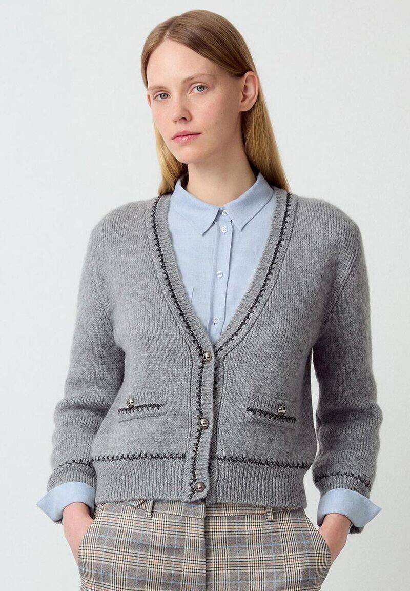MORE & MORE - Cardigan mit Lurex-Detail grau melange Winter-Kollektion grau - Gr. - 40 von MORE & MORE