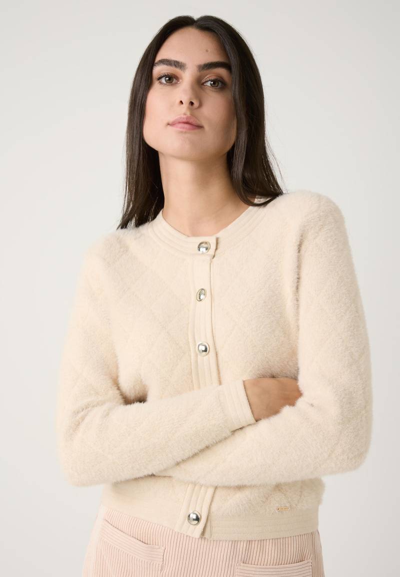 MORE & MORE - Cardigan mit dekorativen Knöpfen weiß - Gr. - 38 von MORE & MORE