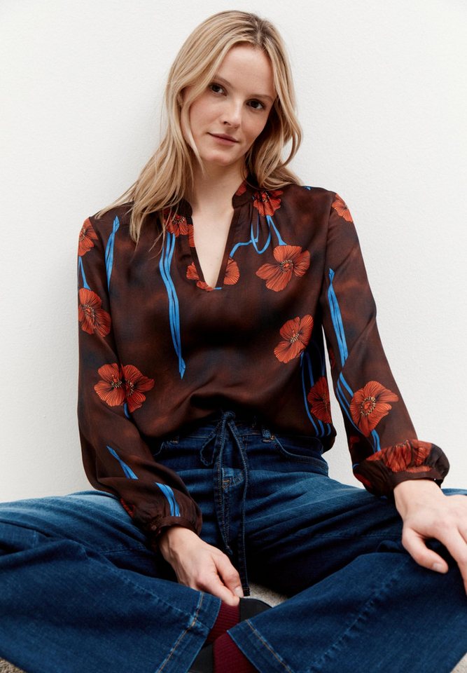 MORE&MORE Hemdbluse Printed Satin Blouse poppy flower print von MORE&MORE