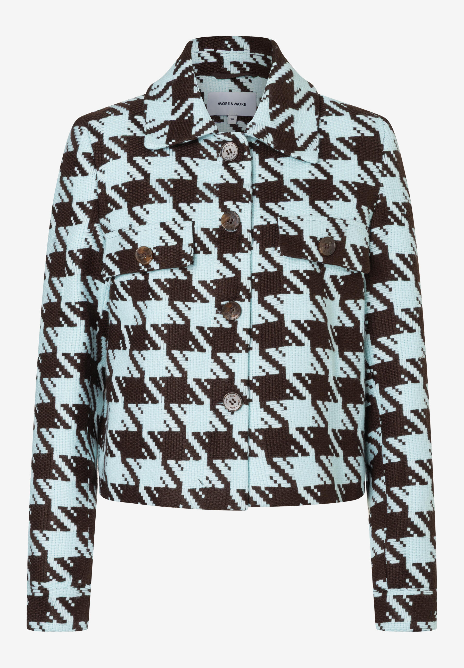 MORE & MORE - Jacke mit Hahnentrittmuster blau - Gr. - 46 von MORE & MORE