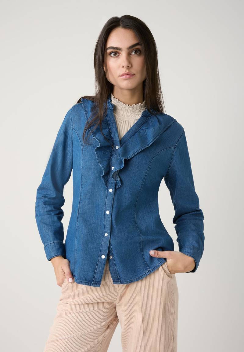 MORE & MORE - Jeansbluse mit R√ºsche denim - Gr. - 40 von MORE & MORE