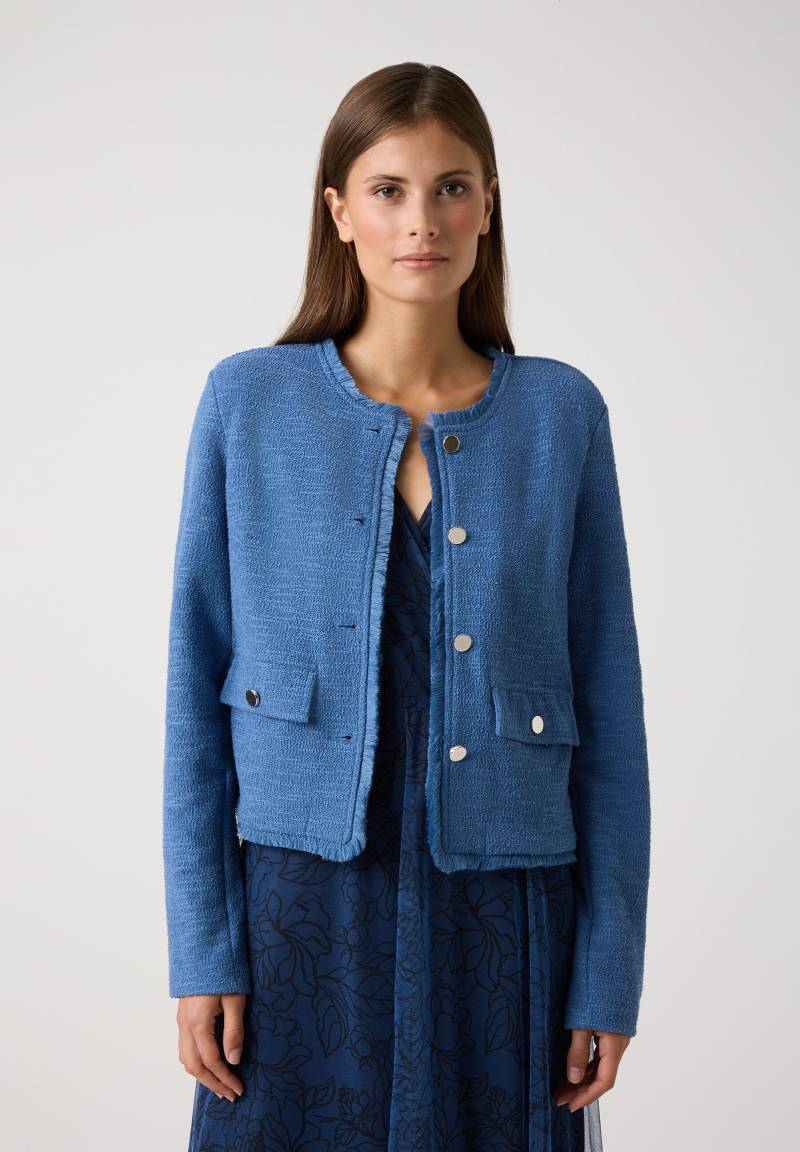 MORE & MORE - Jerseyjacke mit Fransenkante blau - Gr. - 38 von MORE & MORE