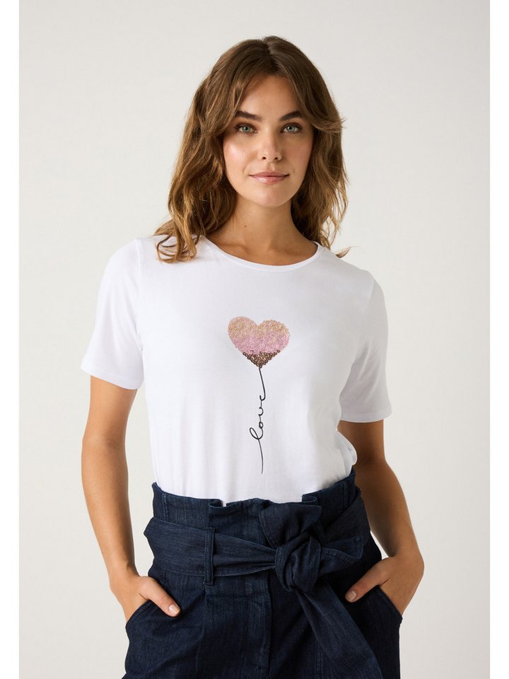 MORE&MORE Kurzarmshirt T-Shirt mit Pailletten-Herz MORE&MORE Kurzarmshirt T-Shirt mit Pailletten-Herz von MORE&MORE