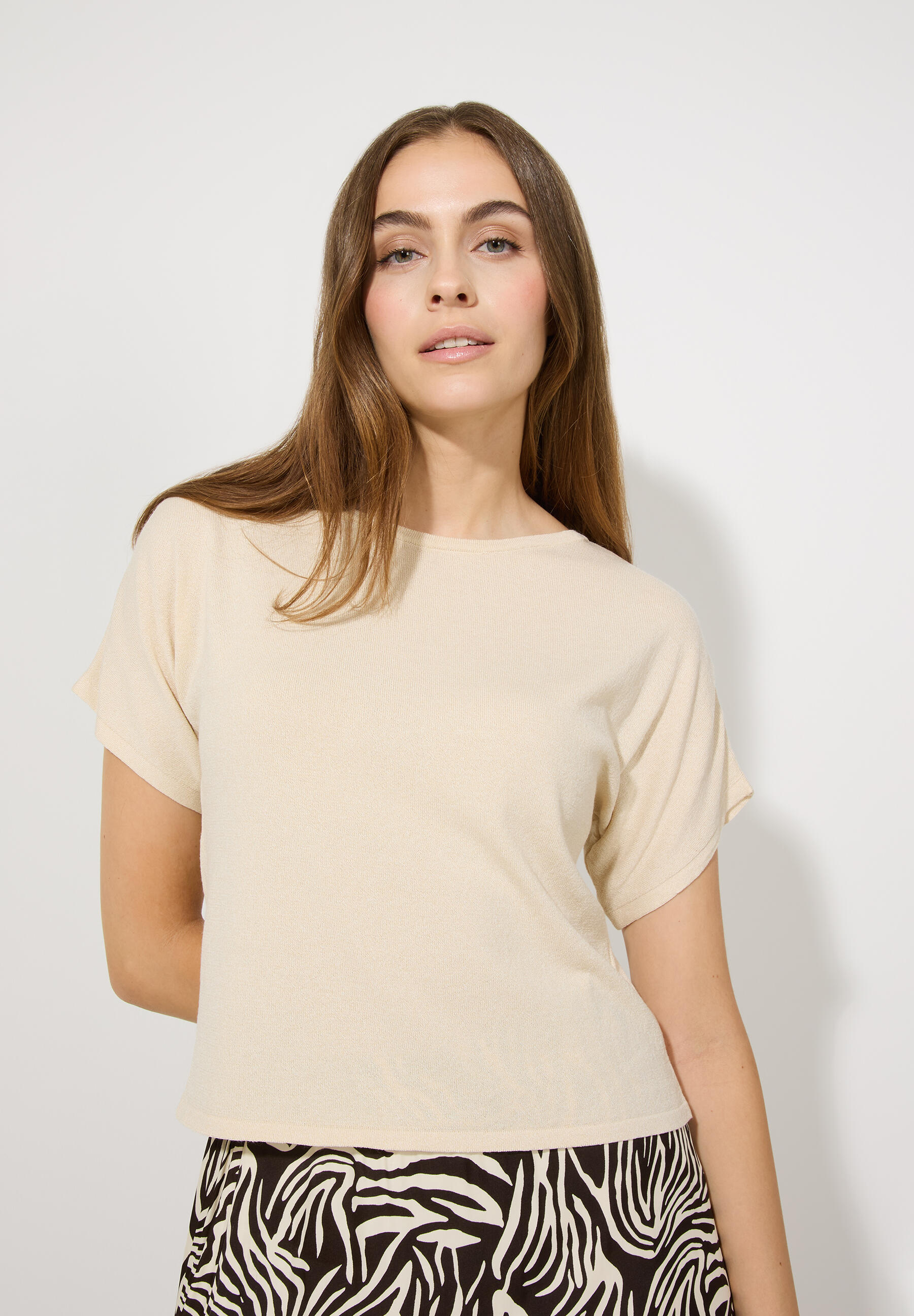 MORE & MORE - Kurzer Feinstrick-Pullover weiß - Gr. - 34 von MORE & MORE