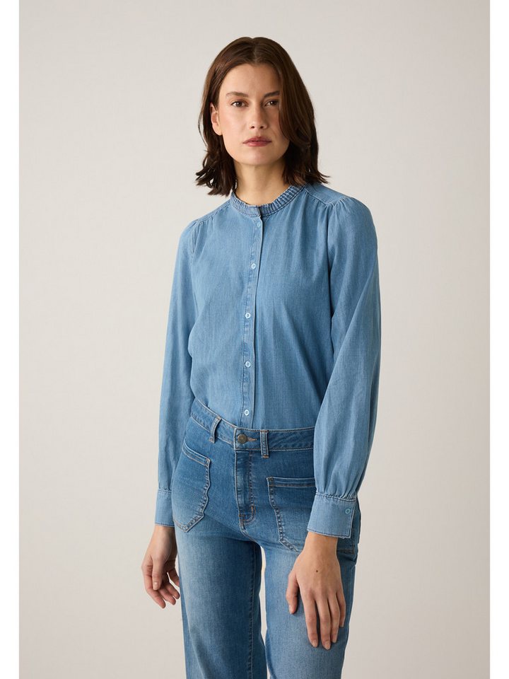 MORE&MORE Langarmbluse leichte Jeansbluse mit Fältchen von MORE&MORE