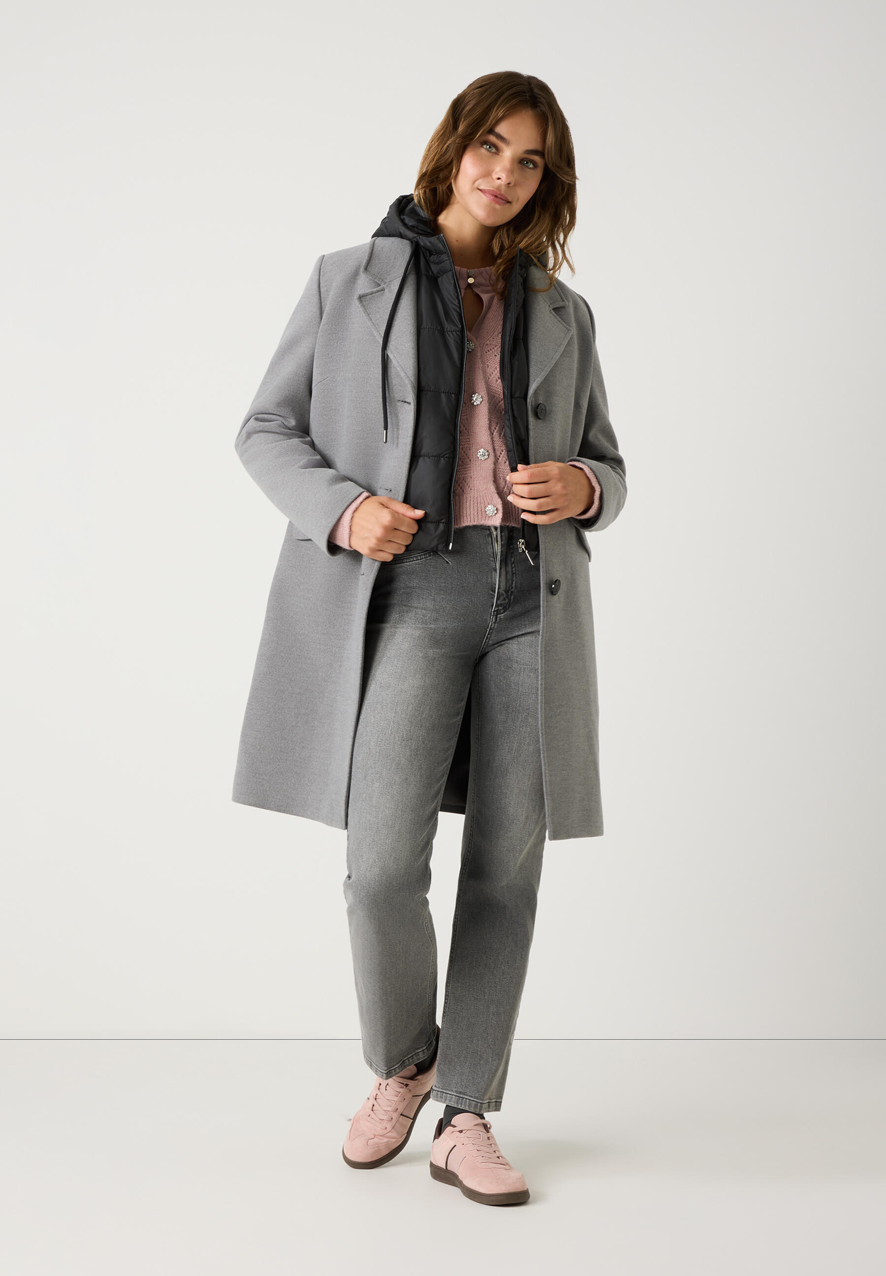 MORE & MORE - Mantel mit integrierter Weste grau - Gr. - 38 von MORE & MORE