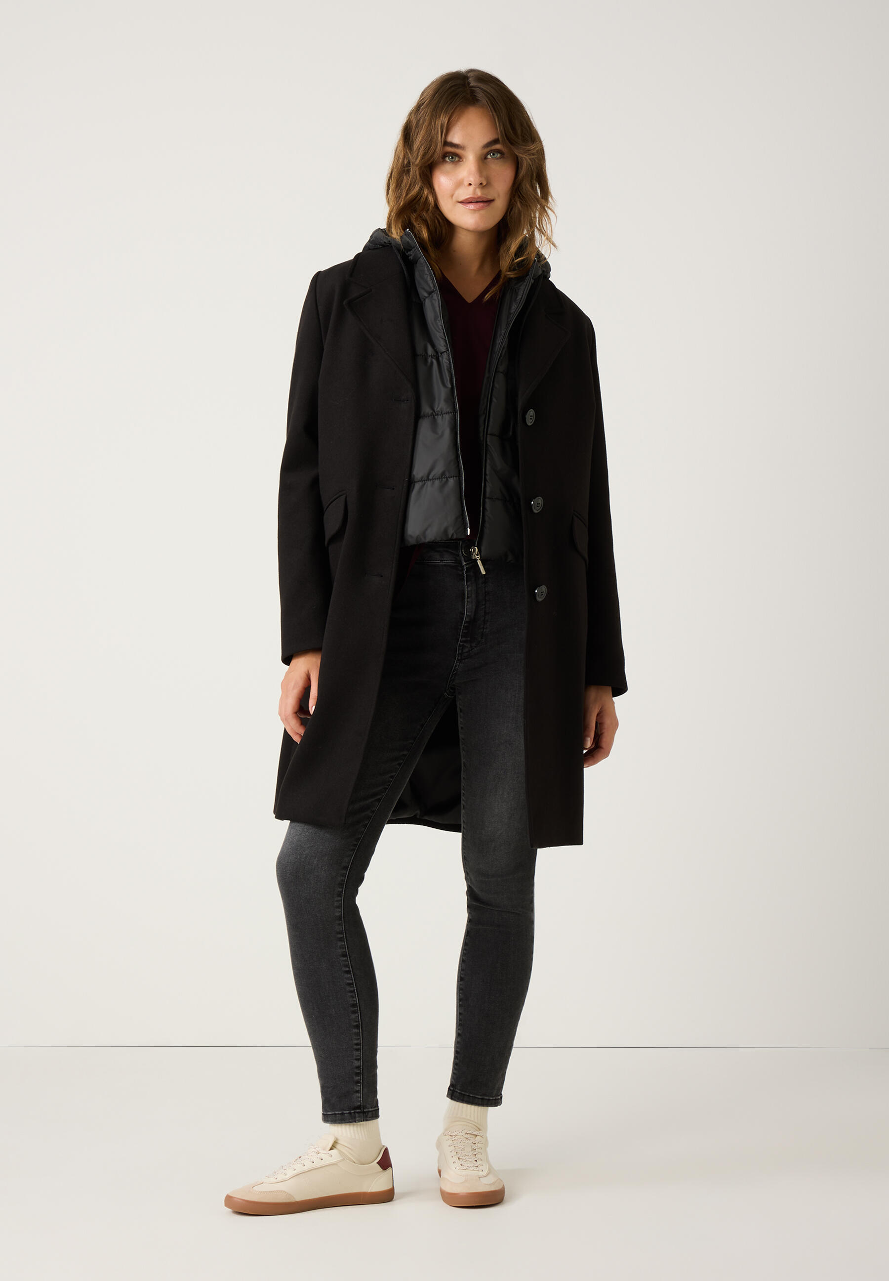 MORE & MORE - Mantel mit integrierter Weste schwarz - Gr. - 34 von MORE & MORE