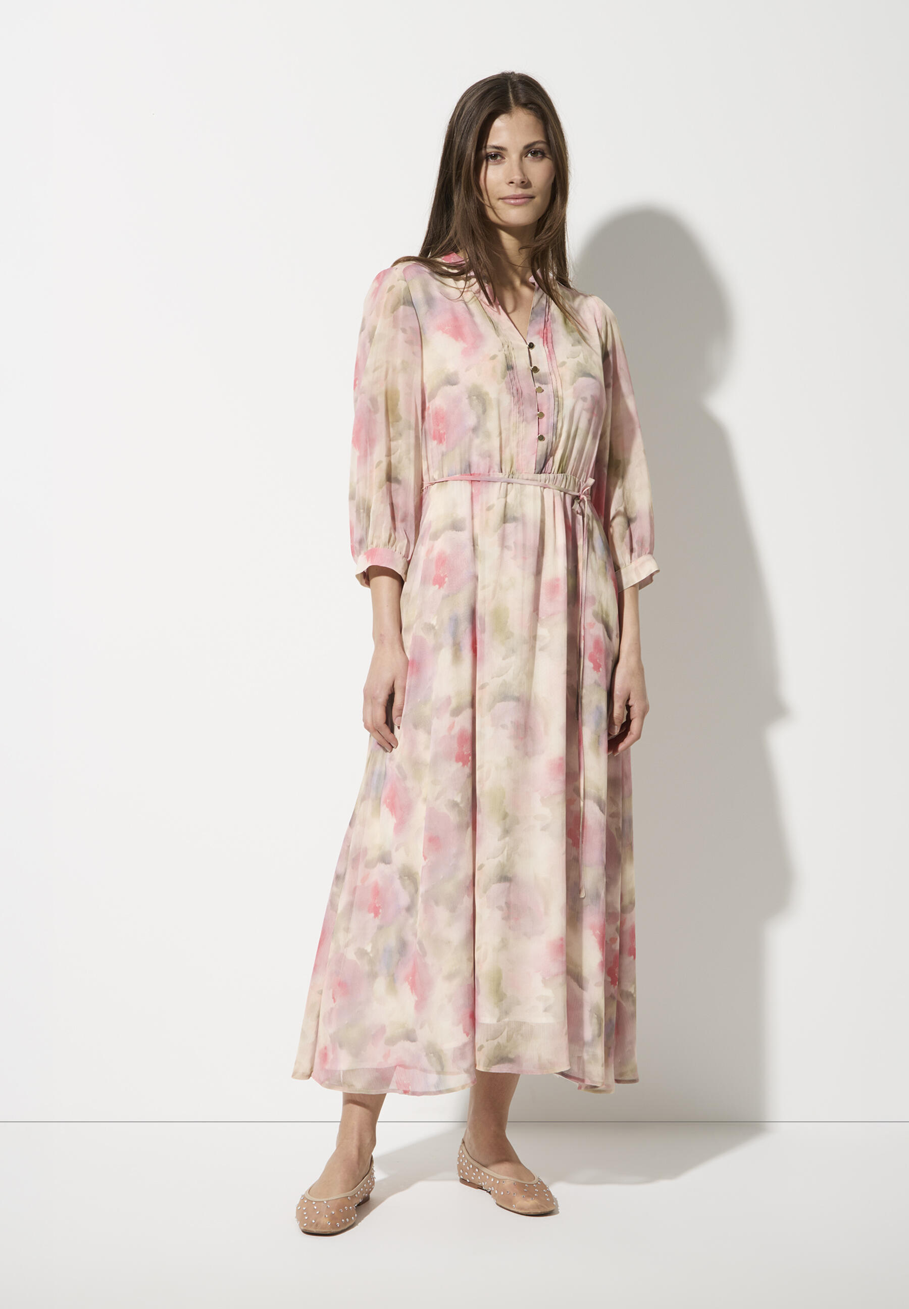 MORE & MORE - Maxiblumenkleid weiß - Gr. - 40 von MORE & MORE