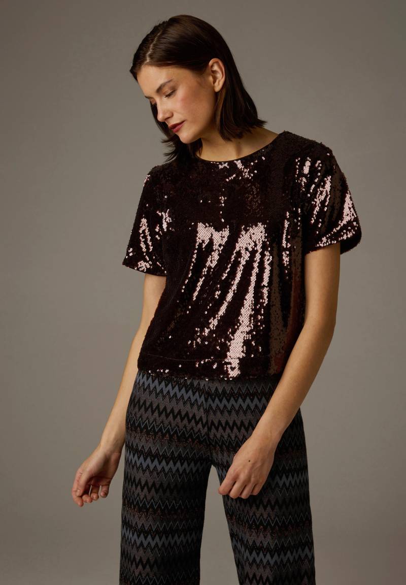 MORE & MORE - Paillettenbluse braun - Gr. - 42 von MORE & MORE