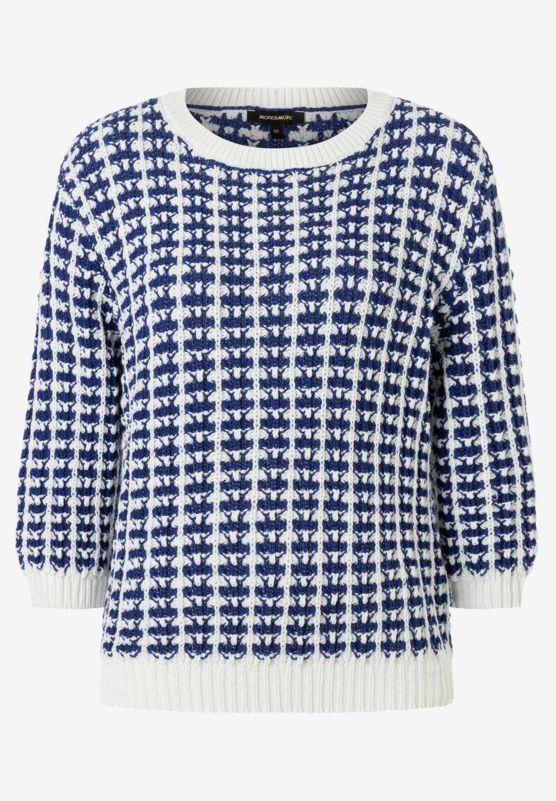 MORE & MORE - Pullover blau/weiß - Gr. - 36 von MORE & MORE