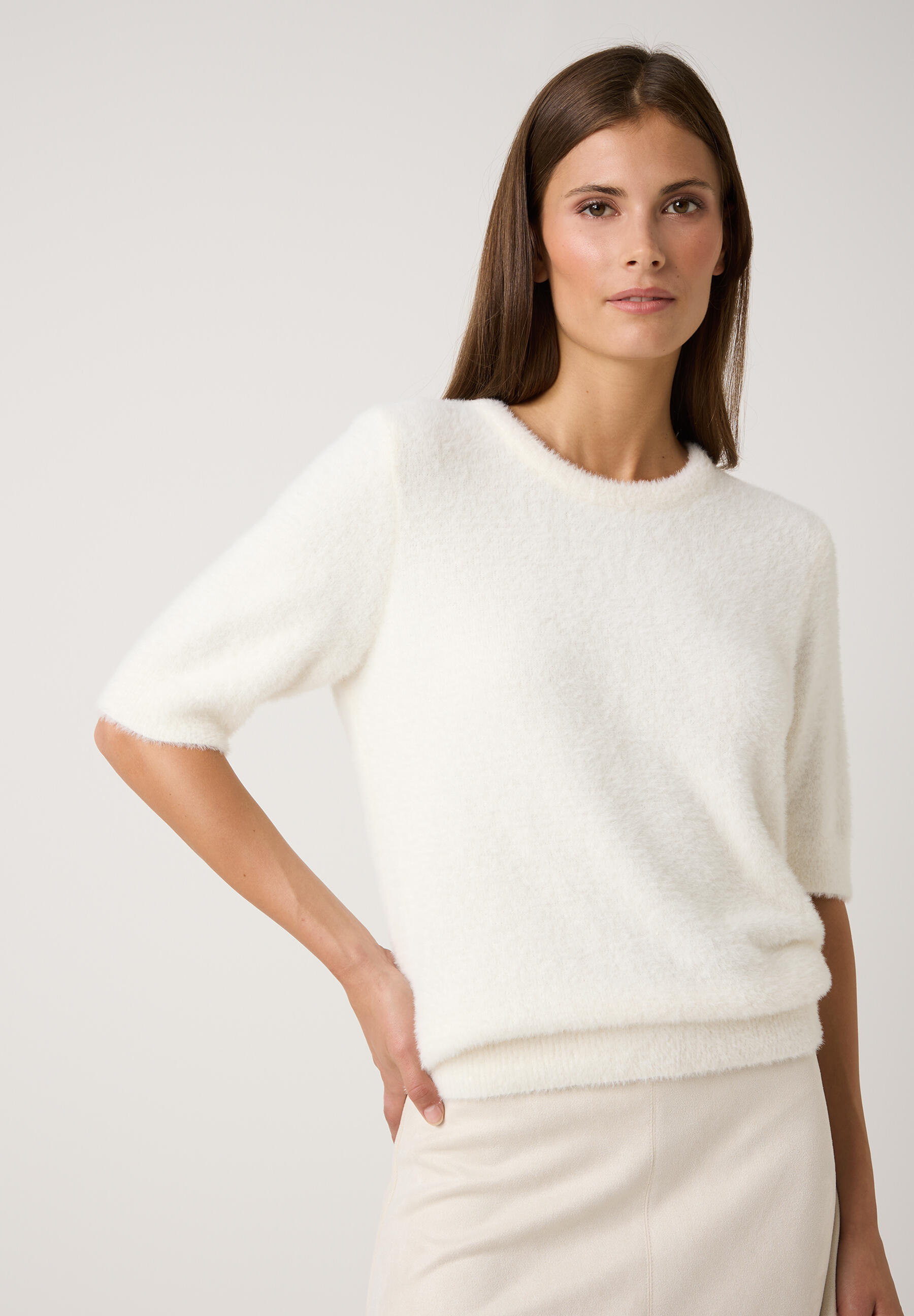 MORE & MORE - Pullover mit kurzen Ärmeln weiß - Gr. - 44 von MORE & MORE