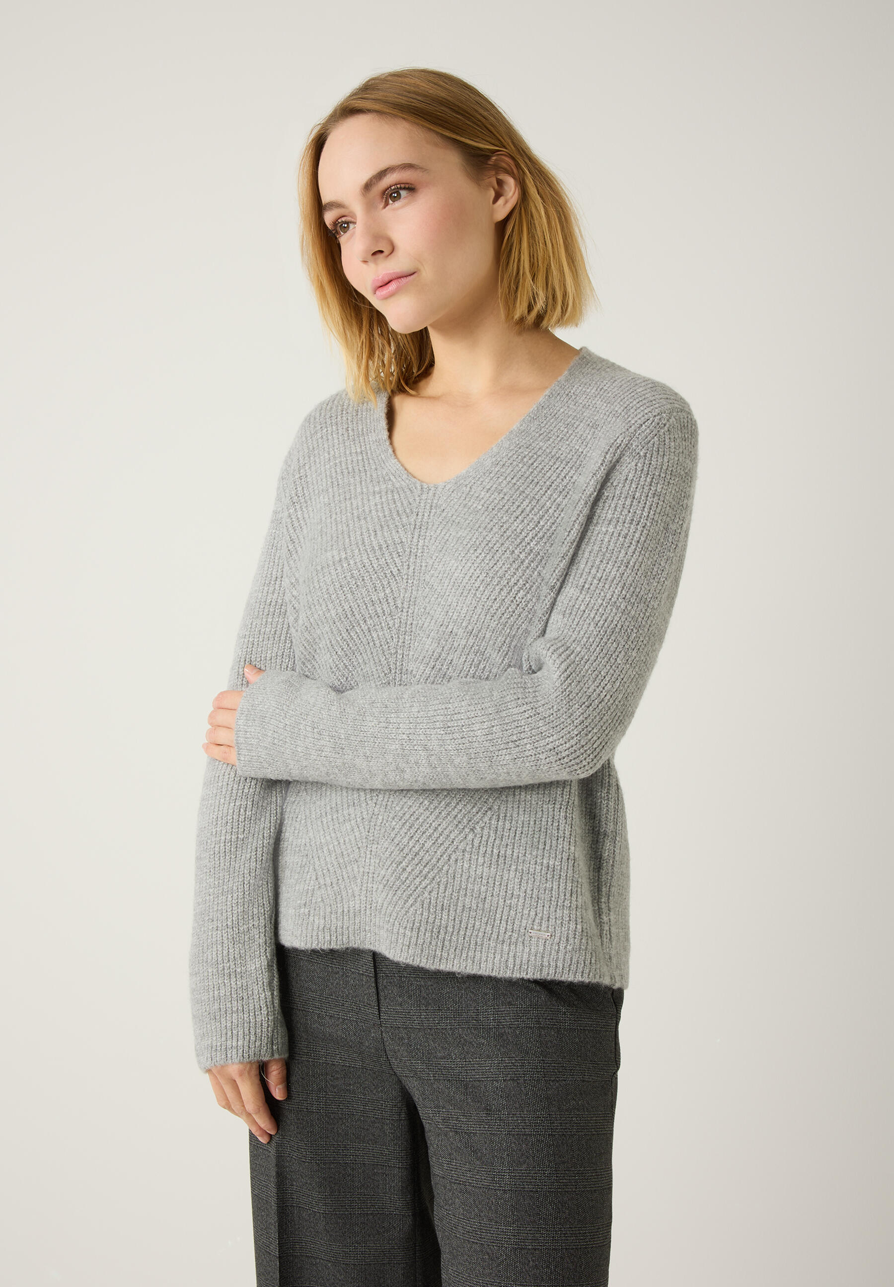 MORE & MORE - Rippstrickpullover grau - Gr. - 46 von MORE & MORE