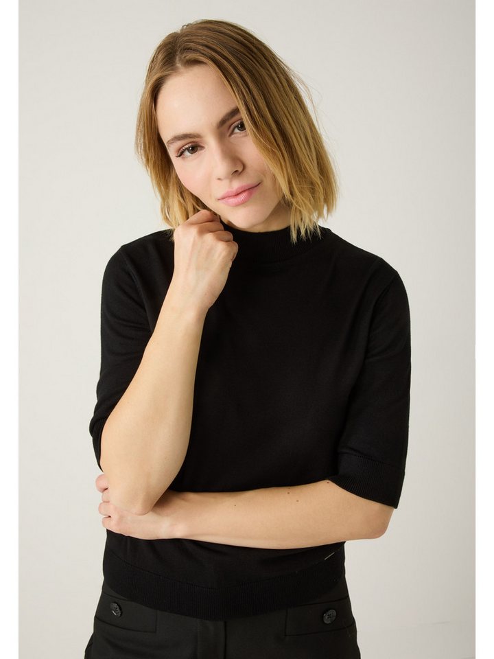 MORE&MORE Rundhalspullover leichter Kurzarmpullover mit Stehkragen von MORE&MORE