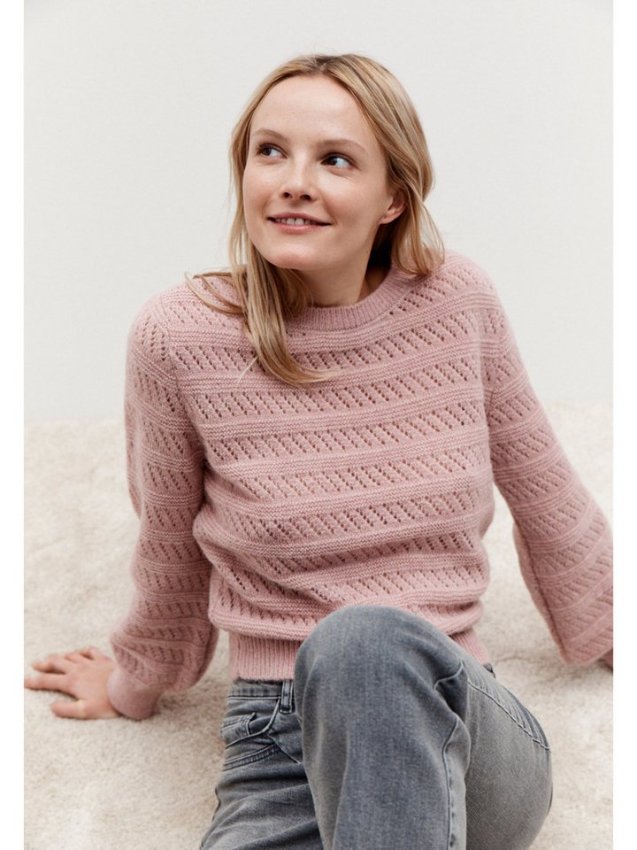 MORE&MORE Rundhalspullover leichter Rundhalspullover Struktur von MORE&MORE