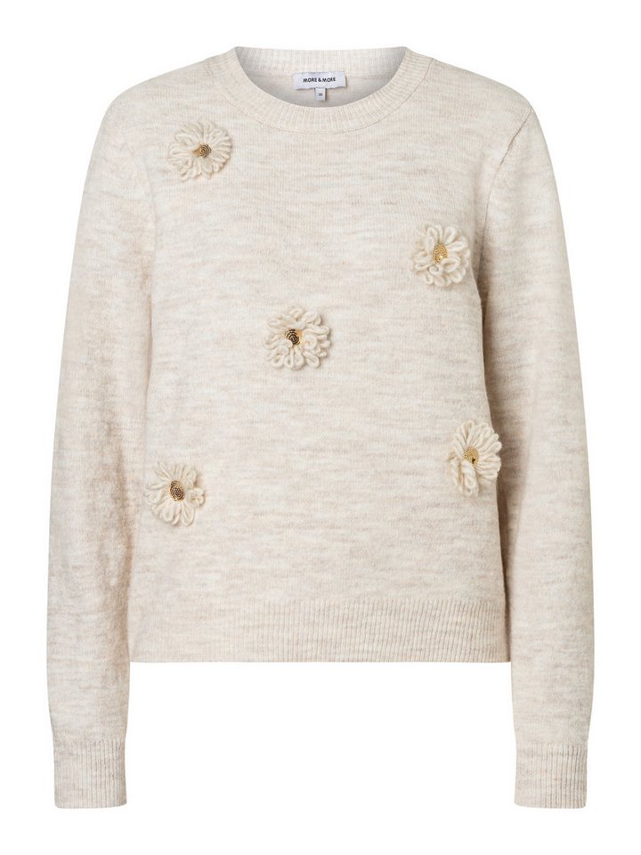 MORE&MORE Rundhalspullover süßer, melierter Kuschelpullover, Blüten von MORE&MORE