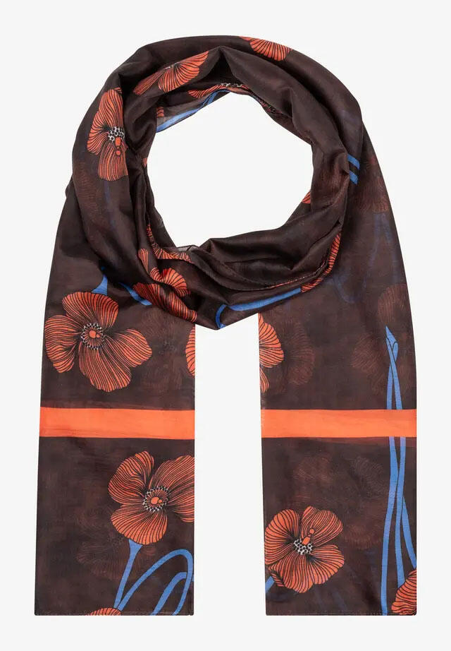 MORE & MORE - Schal mit Blumenmuster blau/braun/orange - Gr. - OS von MORE & MORE