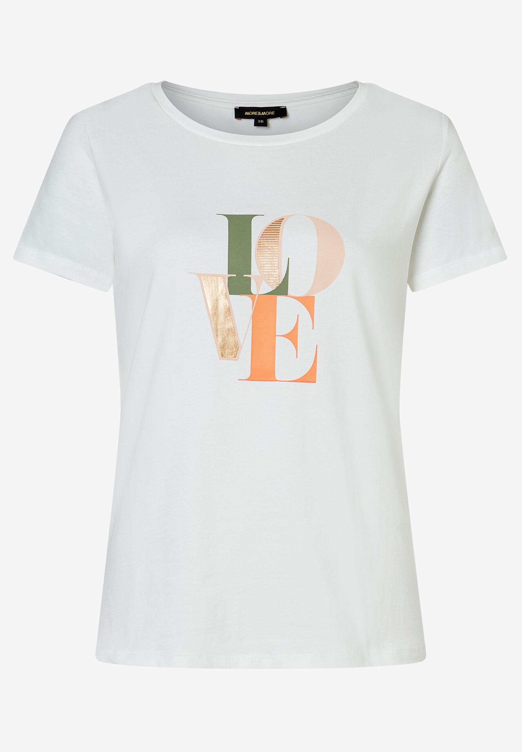 MORE & MORE - Shirt mit Placement-Print grün/weiß/orange - Gr. - 38 von MORE & MORE