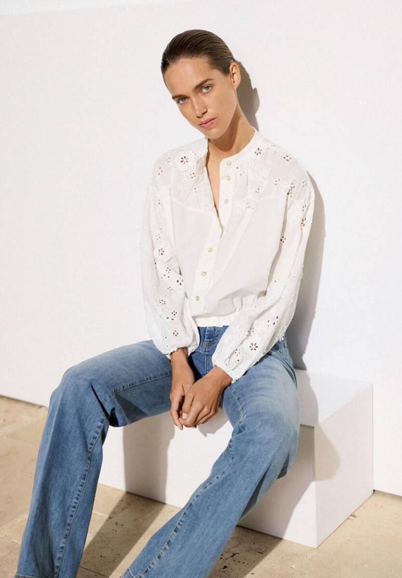 MORE & MORE - Spitzenbluse beige - Gr. - 36 von MORE & MORE