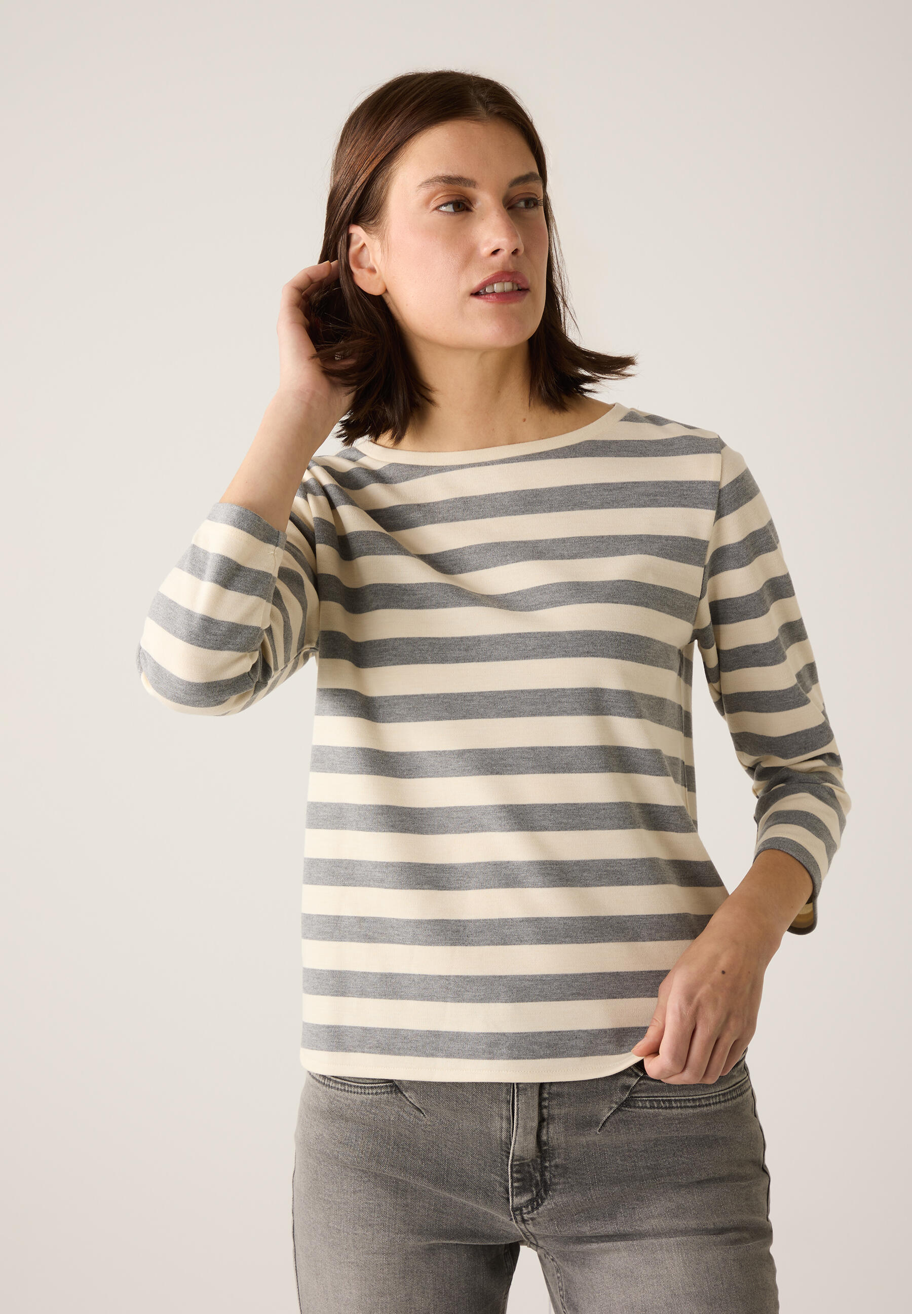 MORE & MORE - Streifenshirt grau - Gr. - 36 von MORE & MORE