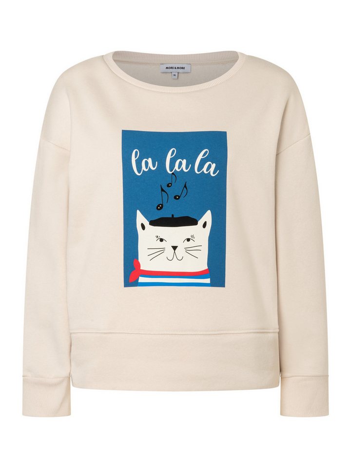 MORE&MORE Sweatshirt softes Sweatshirt "Cat-Print" von MORE&MORE