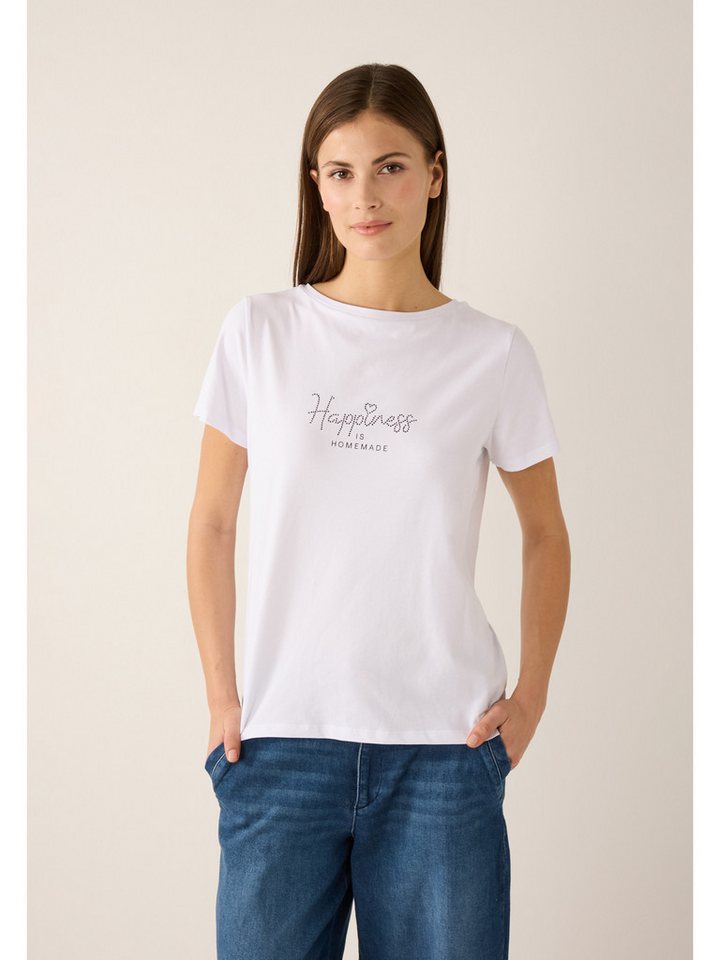 MORE&MORE T-Shirt elastisches Kurzarmshirt Strass-Schriftzug von MORE&MORE