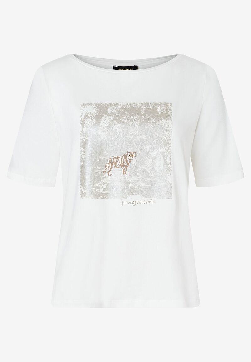 MORE & MORE - T-Shirt mit Foil-Print beige/weiß - Gr. - 40 von MORE & MORE