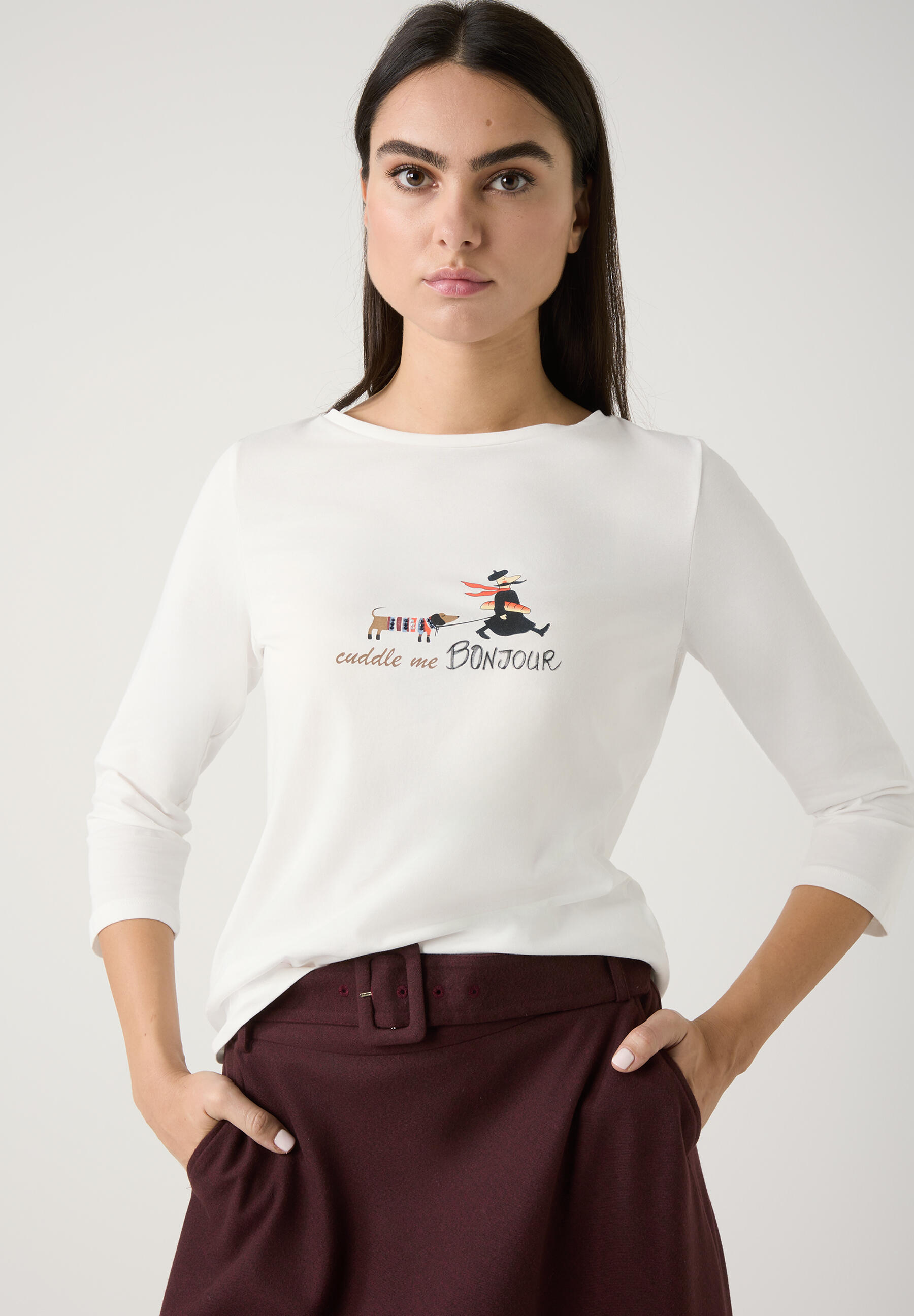 MORE & MORE - T-Shirt mit Frontprint weiß - Gr. - 42 von MORE & MORE