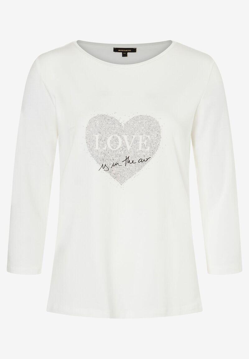 MORE & MORE - T-Shirt mit Herz-Print ecru Herbst-Kollektion ecru - Gr. - 36 von MORE & MORE