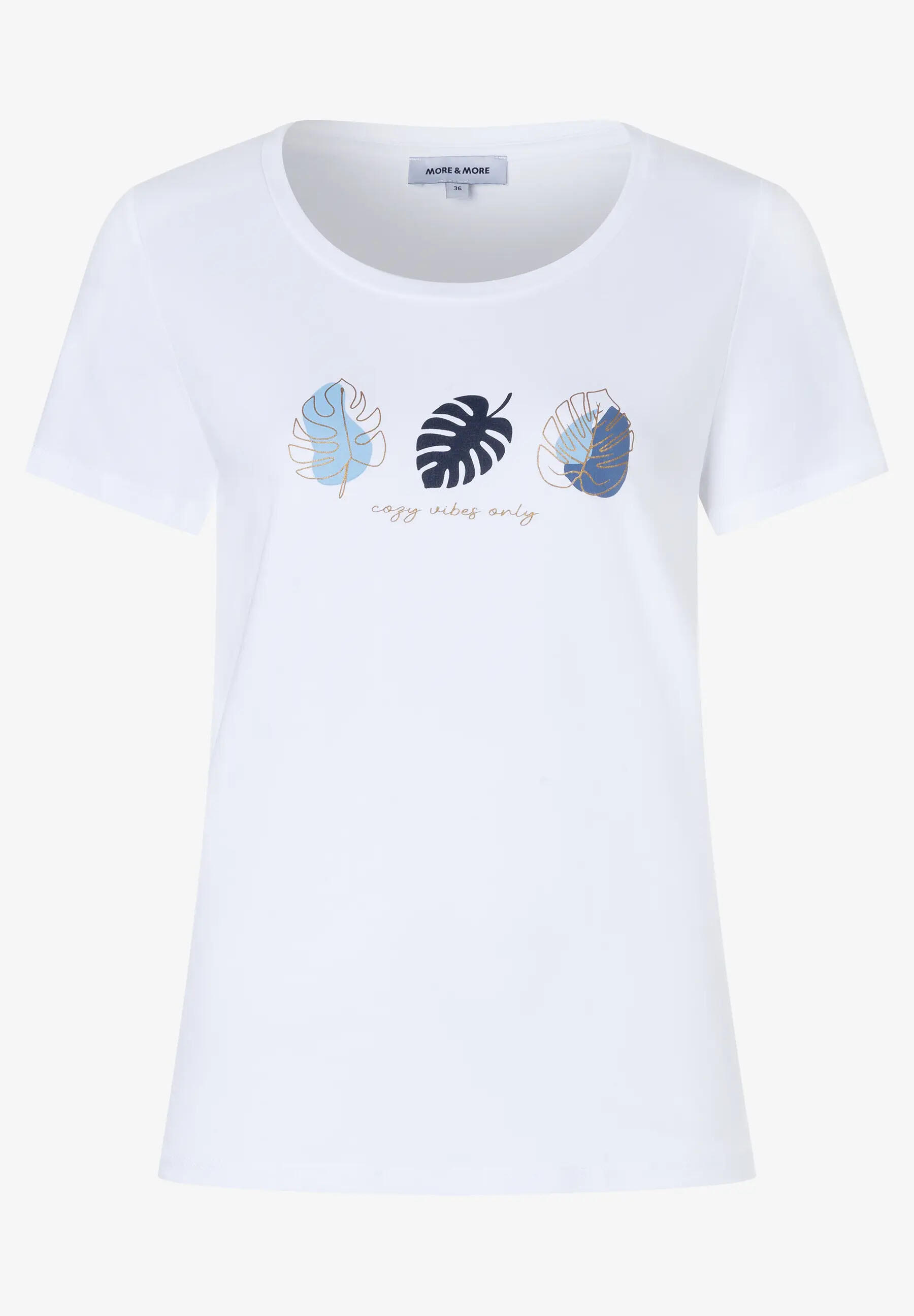 MORE & MORE - T-Shirt mit Print blau/weiß - Gr. - 36 von MORE & MORE