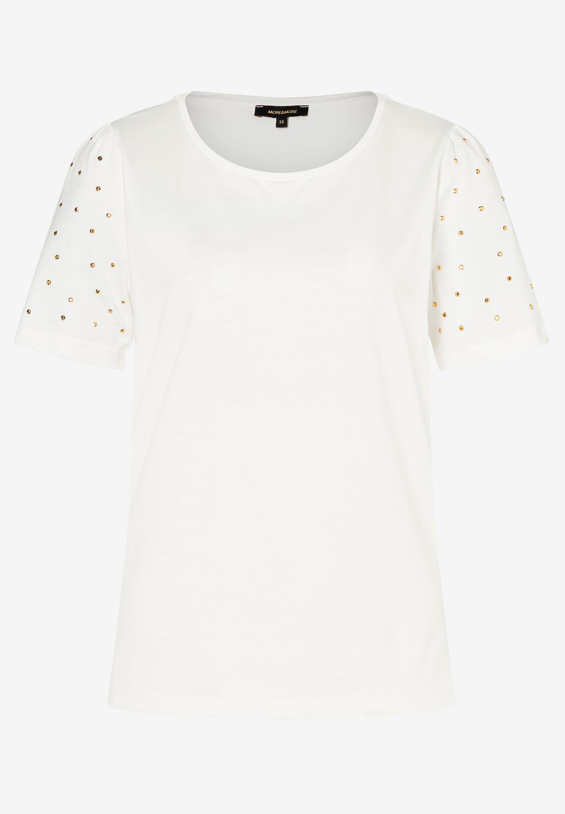 MORE & MORE - T-Shirt mit kleinen Nieten weiß - Gr. - 38 von MORE & MORE