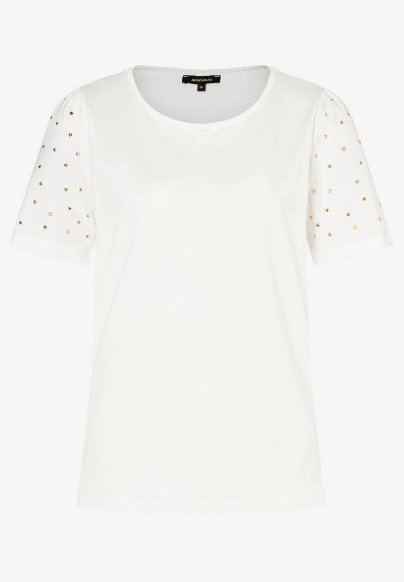 MORE & MORE - T-Shirt mit kleinen Nieten weiß - Gr. - 38 von MORE & MORE