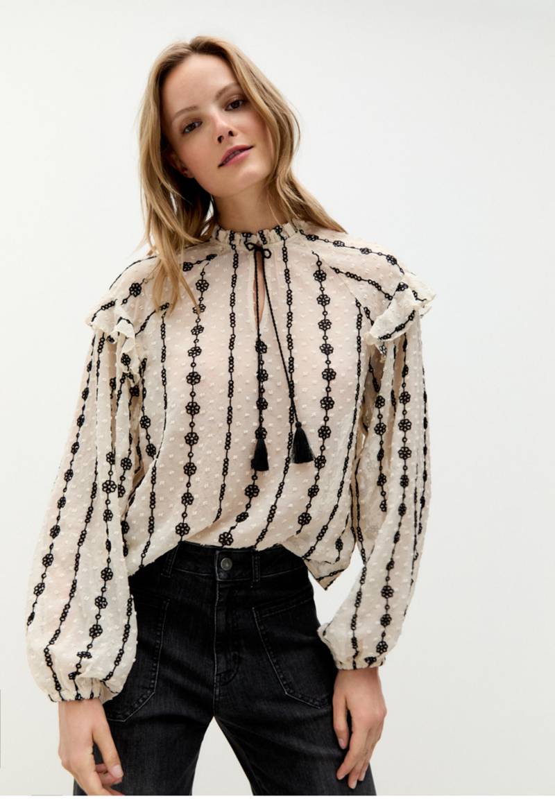 MORE & MORE - bestickte Chiffonbluse - Gr. - 42 von MORE & MORE