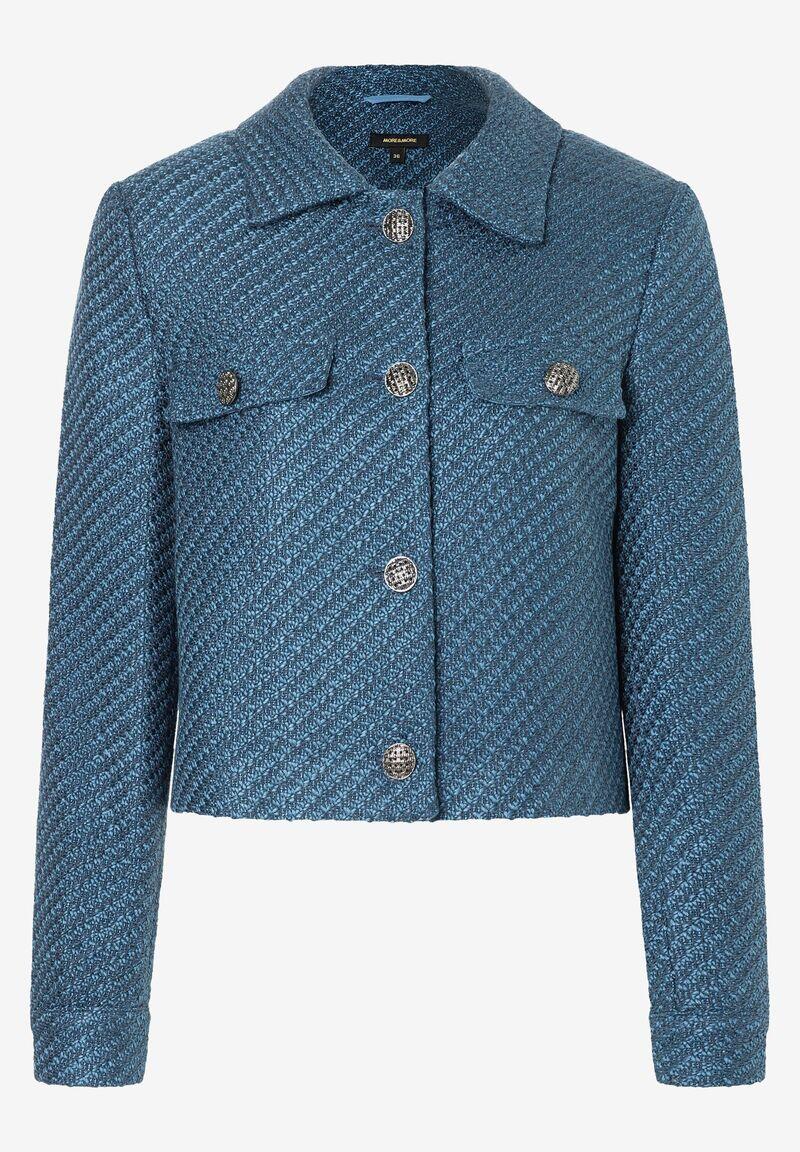 MORE & MORE - kurzer Bouclé-Blazer greyblue Herbst-Kollektion blau - Gr. - 46 von MORE & MORE