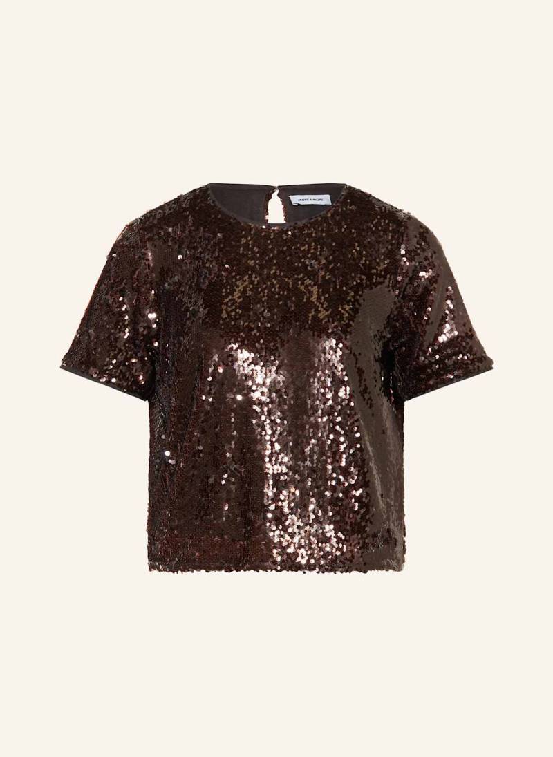 More & More Blusenshirt Mit Pailletten braun von MORE & MORE