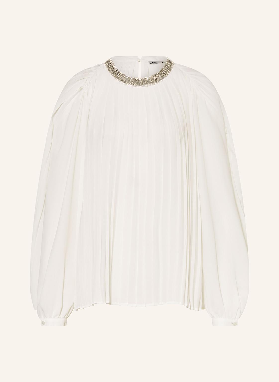 More & More Blusenshirt Mit Plissees Und Schmucksteinen weiss von MORE & MORE