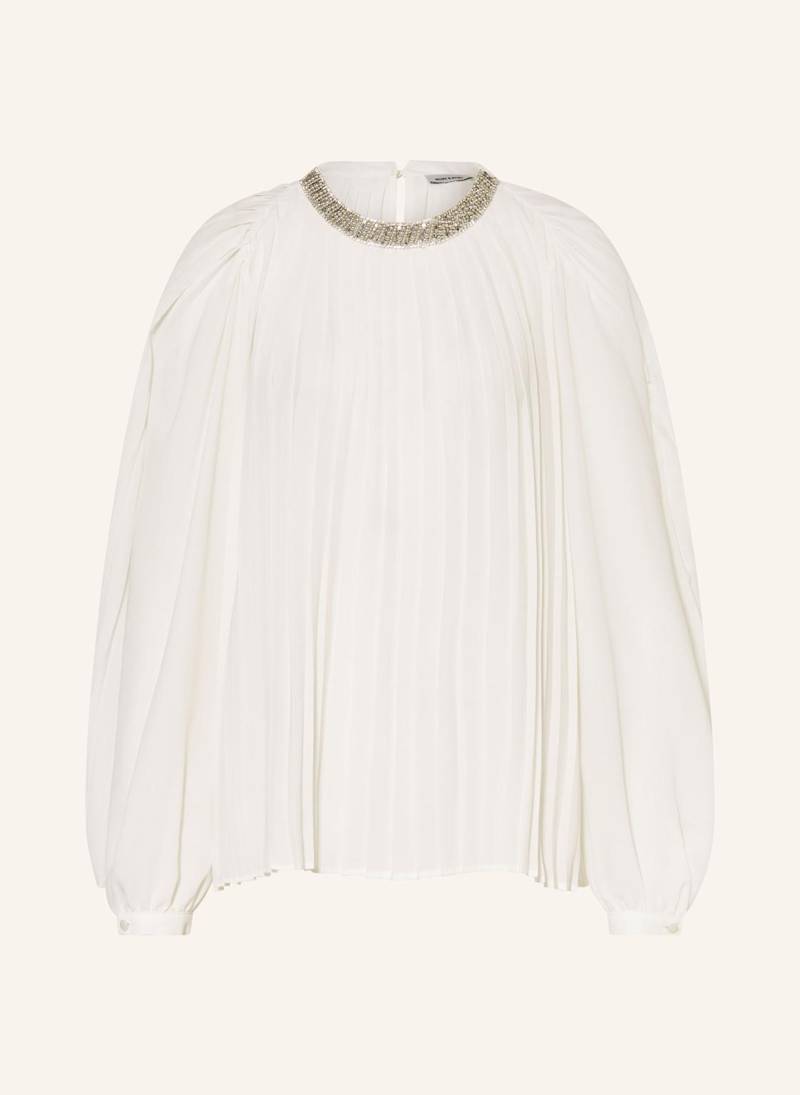 More & More Blusenshirt Mit Plissees Und Schmucksteinen weiss von MORE & MORE
