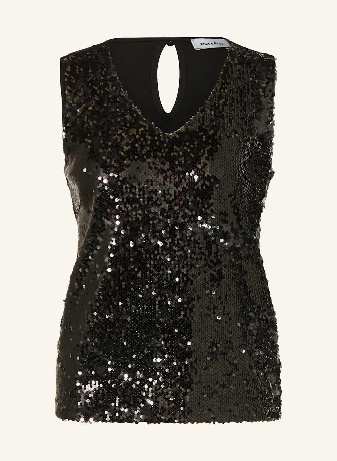 More & More Blusentop Mit Pailletten schwarz von MORE & MORE