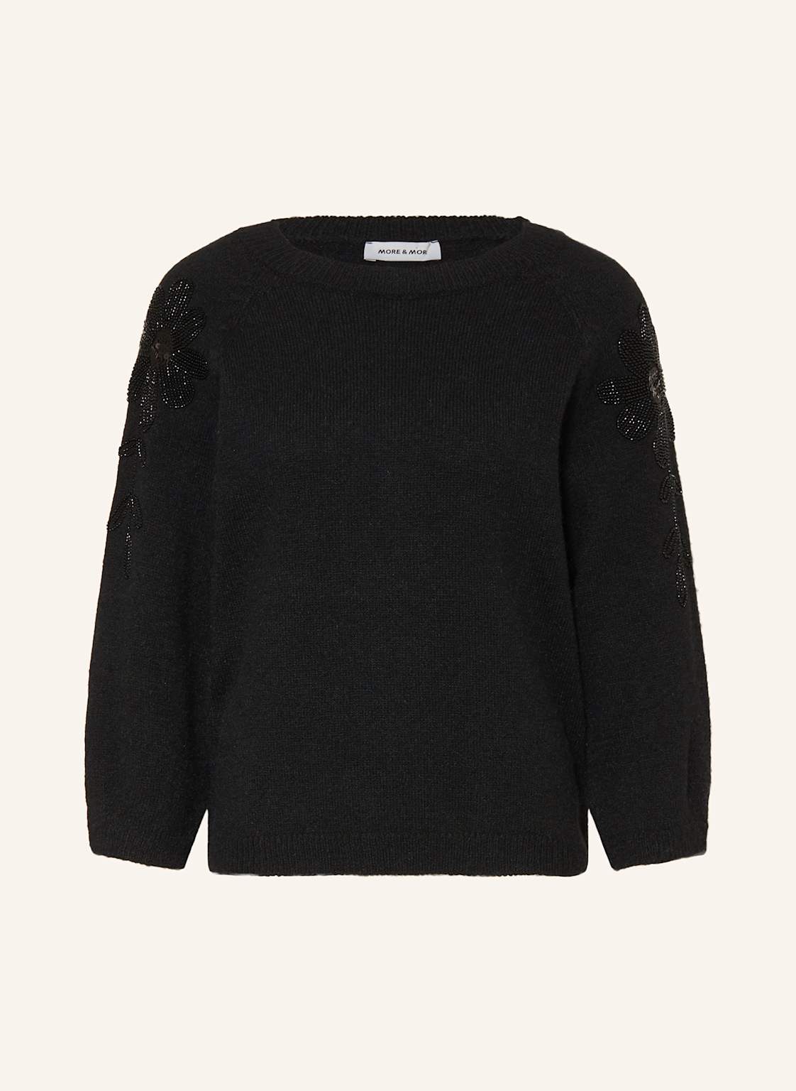 More & More Pullover Mit 3/4-Arm Und Schmucksteinen schwarz von MORE & MORE