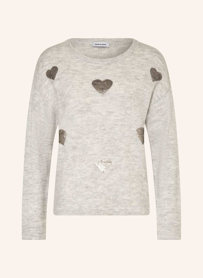 More & More Pullover Mit Pailletten grau von MORE & MORE