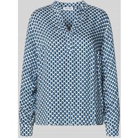 More & More Relaxed Fit Tunikabluse aus reiner Viskose mit Allover-Print in Marine, Größe 36 von MORE & MORE