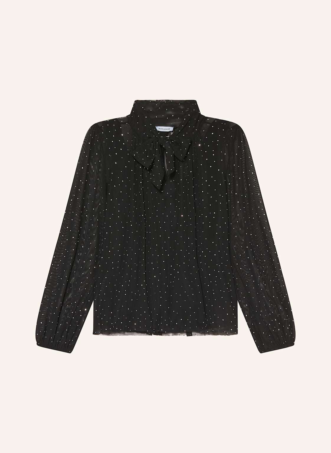 More & More Schluppenbluse Aus Mesh Mit Schmucksteinen schwarz von MORE & MORE