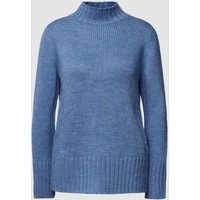 More & More Strickpullover in unifarbenem Design mit Stehkragen in Rauchblau, Größe 38 von MORE & MORE