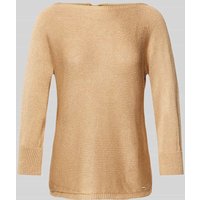 More & More Strickpullover mit U-Boot-Ausschnitt in Beige, Größe 36 von MORE & MORE