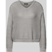 More & More Strickpullover mit gerippten Abschlüssen in Mittelgrau, Größe 34 von MORE & MORE