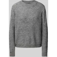 More & More Strickpullover mit gerippten Abschlüssen in Mittelgrau, Größe 38 von MORE & MORE