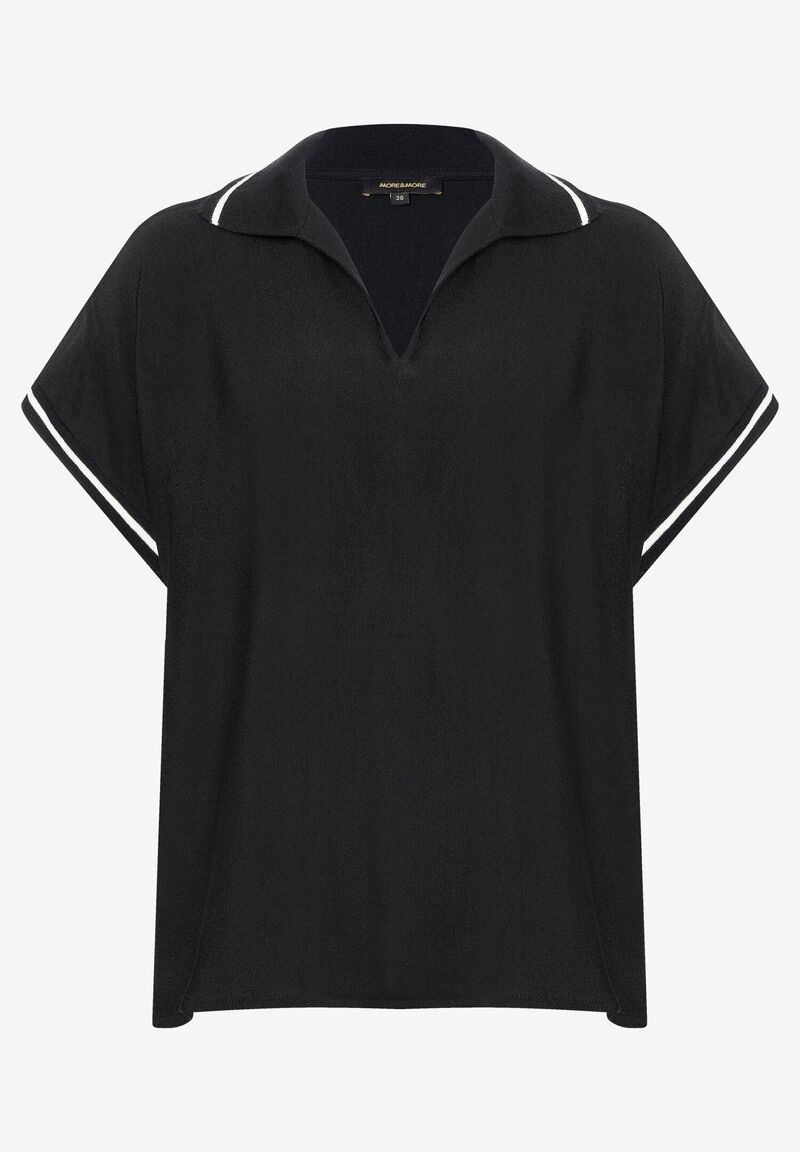 Polo-Bluse, schwarz, Frühjahrs-Kollektion von MORE & MORE