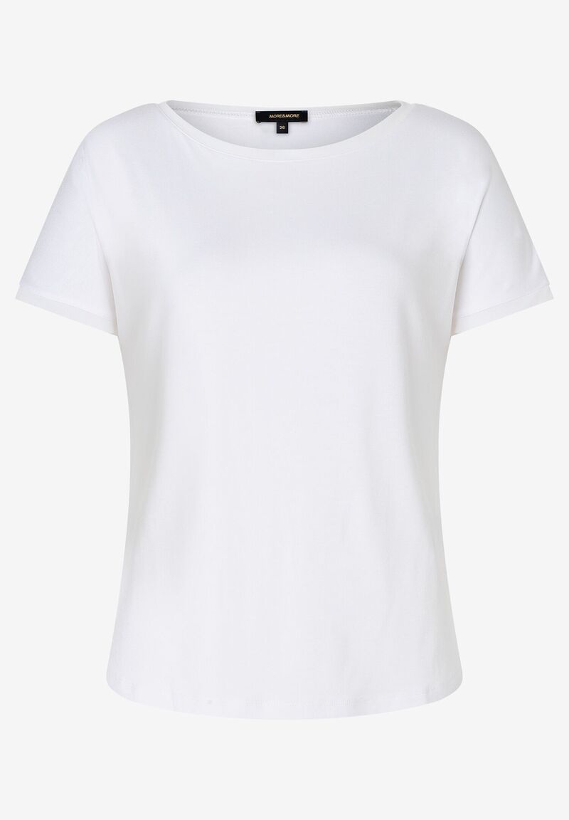 T-Shirt mit Chiffonkante, weiß, Frühjahrs-Kollektion von MORE & MORE
