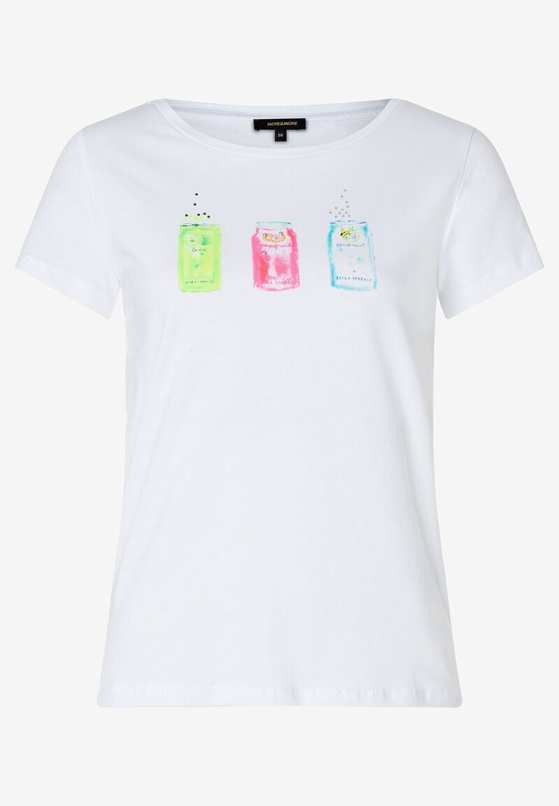 T-Shirt mit Frontprint, weiß, Frühjahrs-Kollektion von MORE & MORE