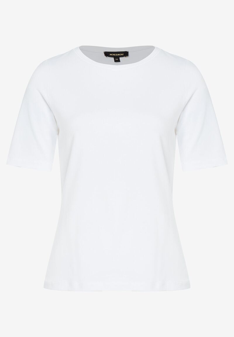 T-Shirt mit U-Boot Ausschnitt, weiß, Frühjahrs-Kollektion von MORE & MORE