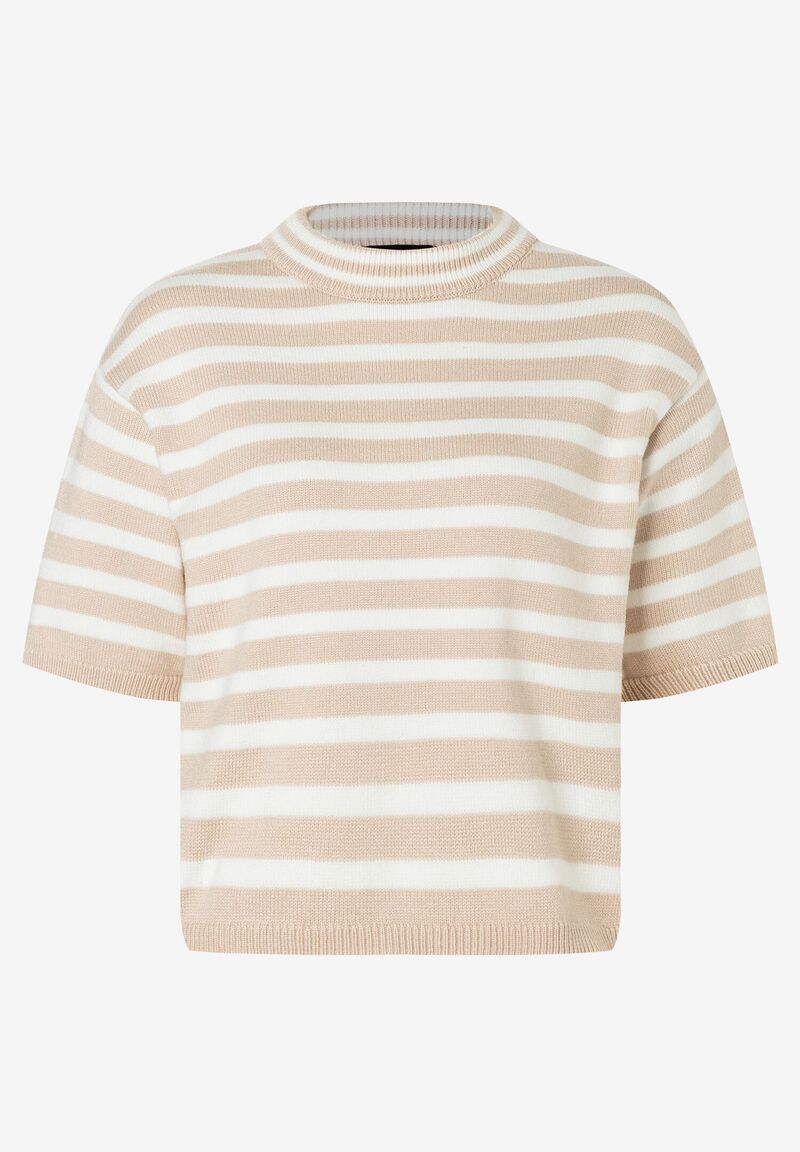 kurzer Ringelpullover, beige/ecru, Frühjahrs-Kollektion von MORE & MORE